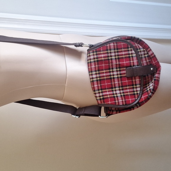 G.H. Bass & Co. Heritage Collection Plaid Crossbody Saddle Bag - Red Tartan - Picture 4 of 11